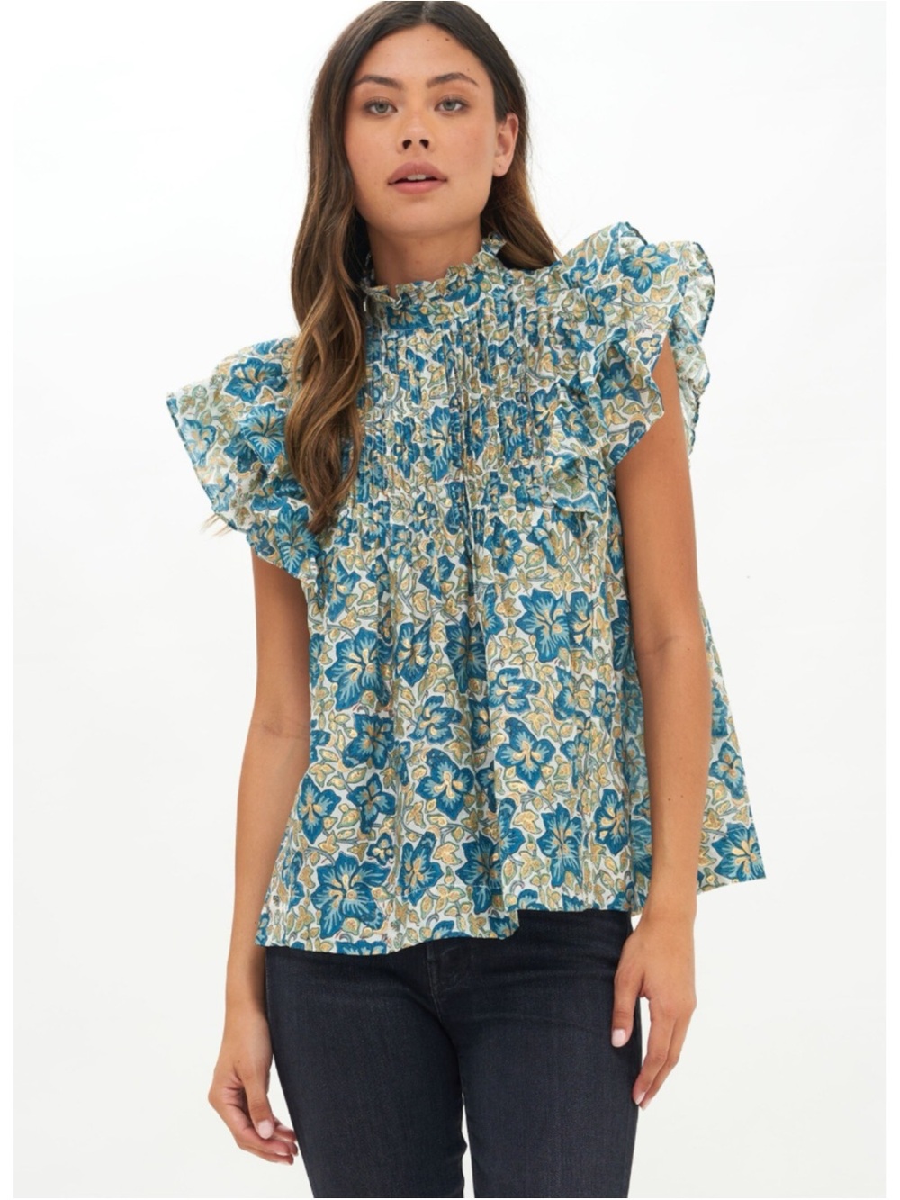 Oliphant Pintuck Ruffle Top